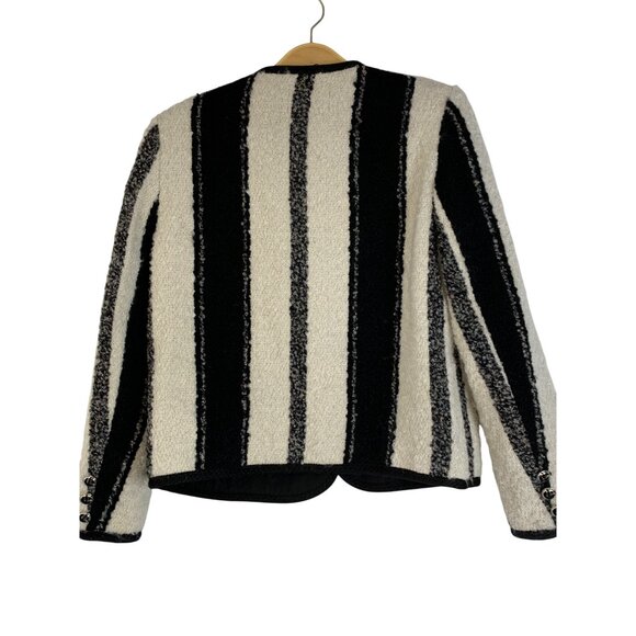 NWT Chenny S Boucle Striped Tweed Blazer Jacket Metallic Buttons RDD10665 - Picture 3 of 8